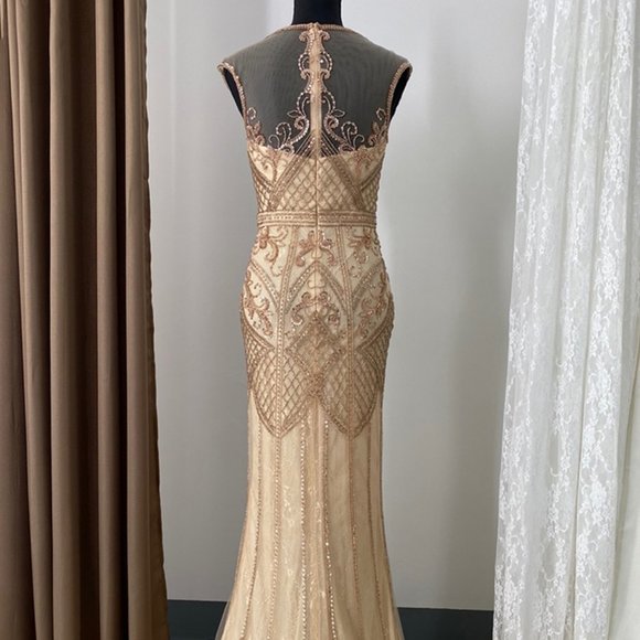 Illusion Neck Sheath Shape Prom Dress AC7001 - Picture 2 of 7